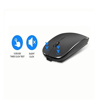 Bluetooth Şarjlı Mouse  2.4Ghz Kablosuz Mouse Sessiz Tıklama